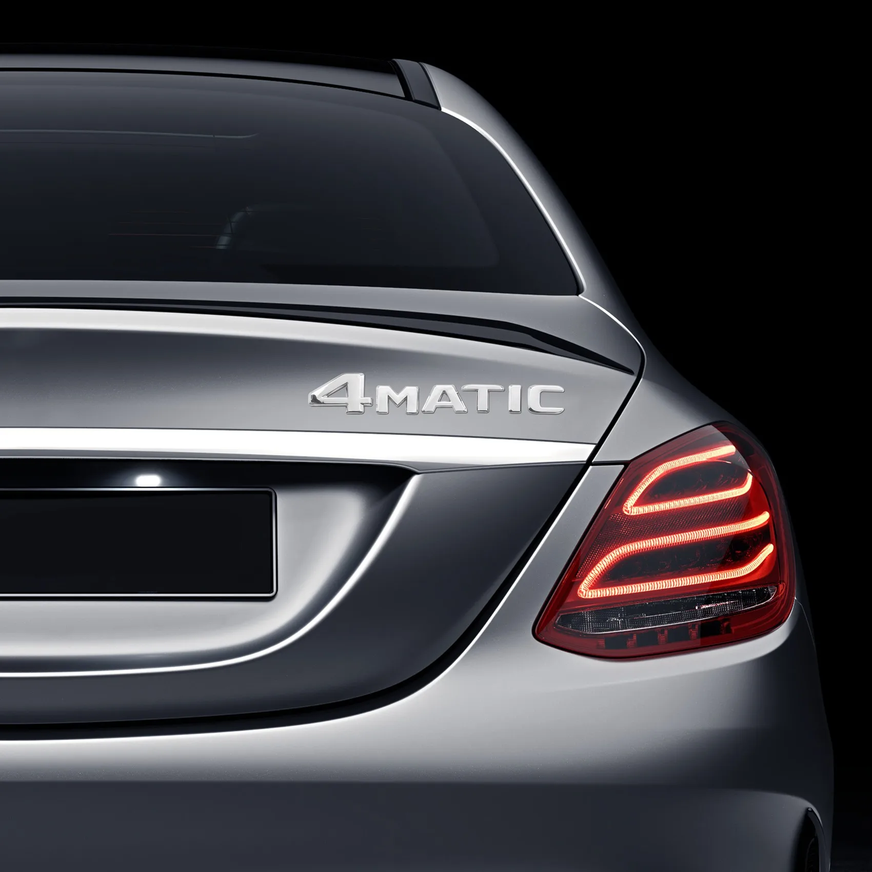 4MATIC Silver Auto Trunk Door Fender Bumper Badge Decal Emblem Adhesive Tape Sticker Replacement for Mercedes-Benz