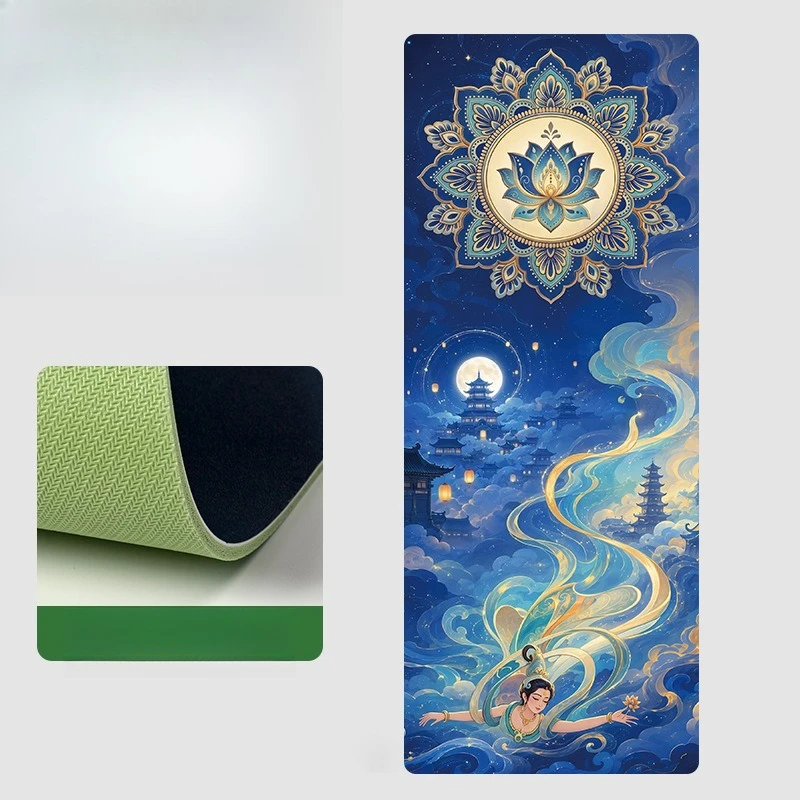Colorful PU Natural Rubber Yoga Mat Coconut Fiber Matte Surface Sweat‑Absorbent Non‑Slip Exercise Fitness Mat for Yoga Workout