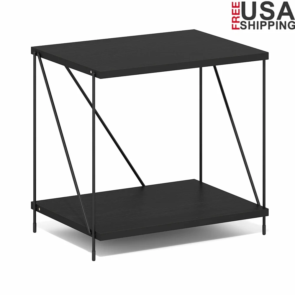 

Industrial Multipurpose Side Table Metal Frame Minimalist Design Easy Assembly Home Decor Storage Shelf Indoor Use