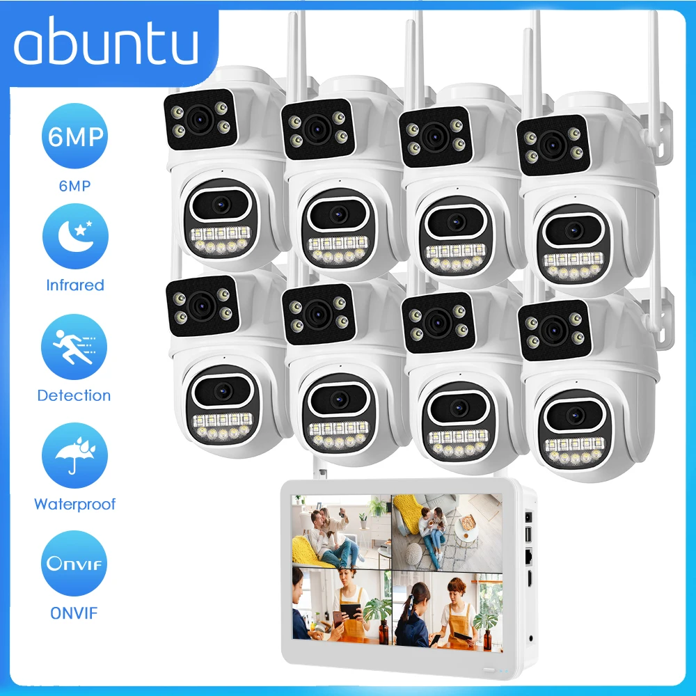 

6MP WiFi CCTV Camera Security System Kit 8CH NVR Recorder Set Outdoor Dual Lens Wireless IP Cameras Video Surveillance System