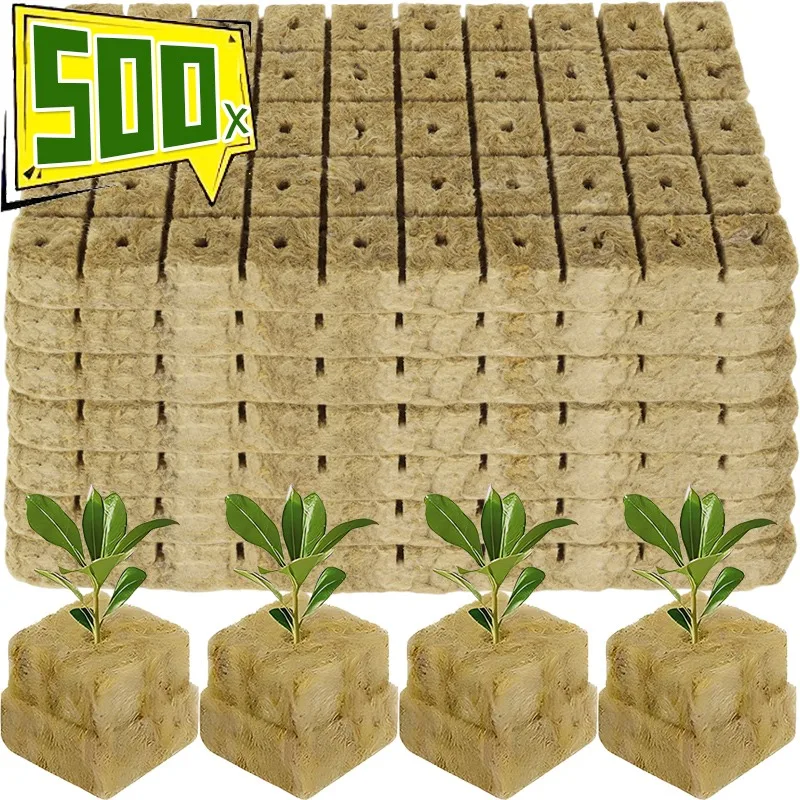 500/50Pcs Planting Sponge Rock Cotton Starter Plugs Hydroponic Grow Media Cube Plant Propagation Grow Cubes Home Garden Supplies