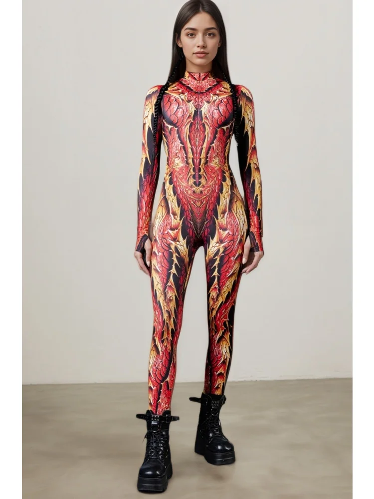 IOOTIANY Unisex Drachenschuppen-Cosplay-Bodysuit Halloween Enger Jumpsuit Cosplay-Kostüm für Paare Party Bühnenshow 2026 – Detail 2