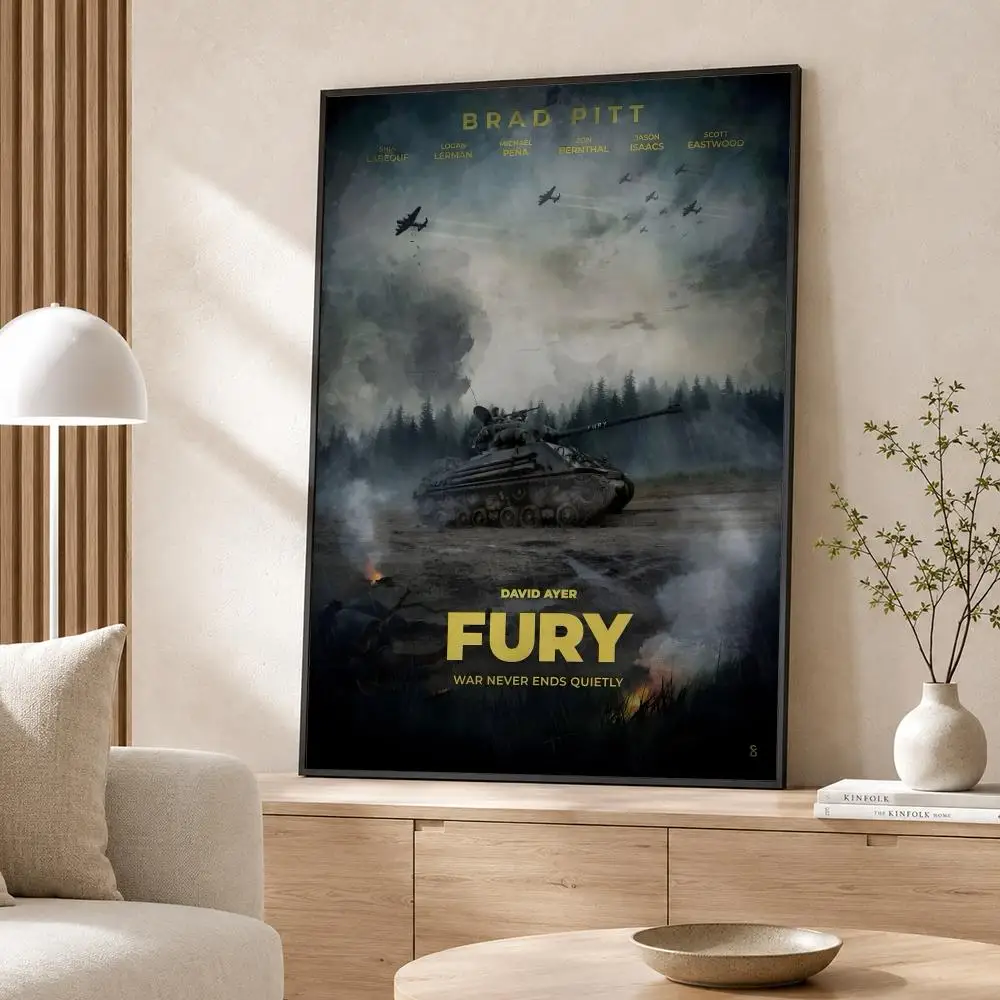 Movie Fury Poster Poster Wall Sticker Waterproof Self Adhesive HD Art  Bedroom Bar Decor