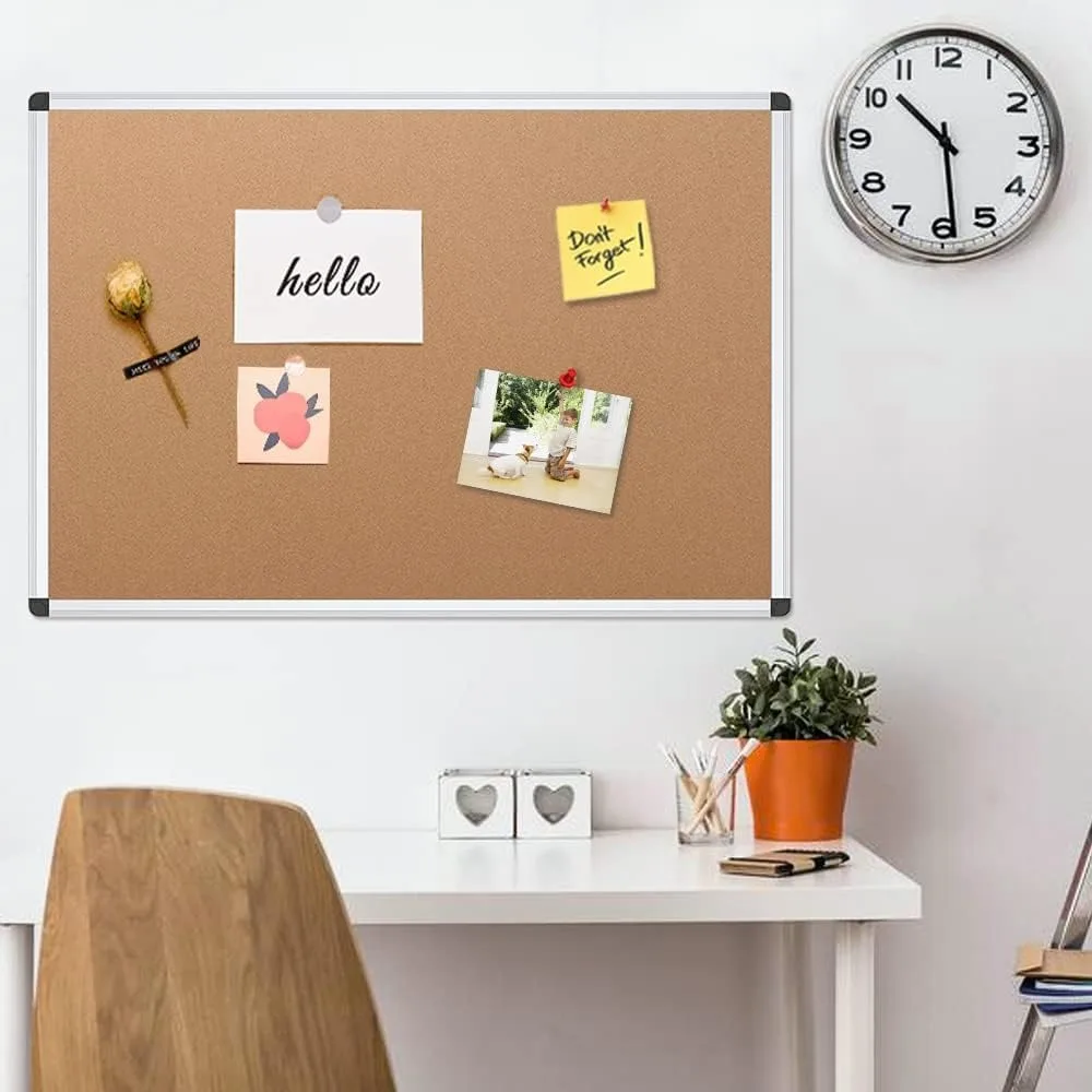 

Cork Notice Board, 36 Inches, Pack of 2, Silver Aluminium Frame