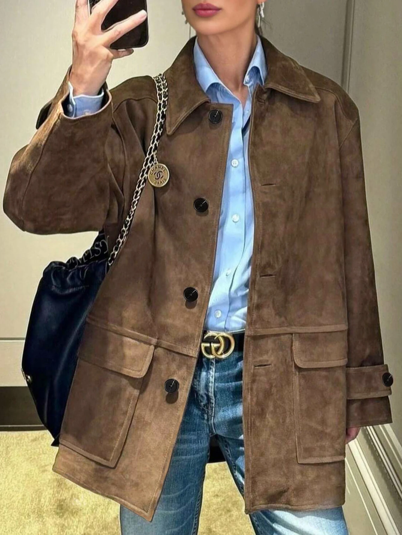 

Autumn and Winter Women's Long-Sleeved Casual and Elegant Commuter Jacket, Suitable for Vacation and Daily Wear