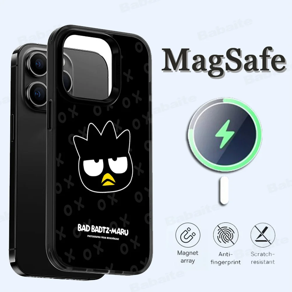 B-Bad B-Badtz M-Maru Phone Case Magesafe Magnetic Wireless Charge Case For IPhone 16 11 12 13 14 15 Pro Max Plus Mini