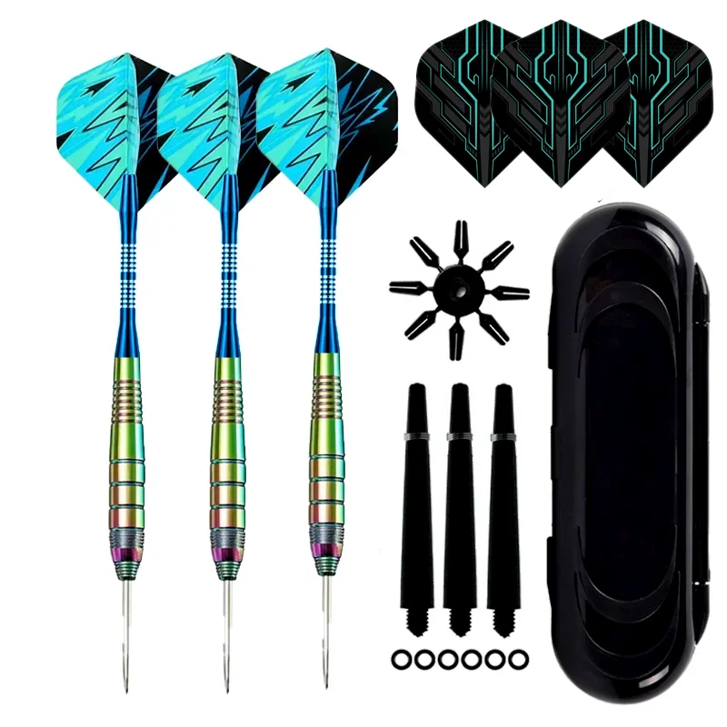 

Professional Darts Steel Tip Set 24g Metal Tip Darts,Dart Metal Tip Set 3 Aluminum Dart Shafts+ Extra 3 Dart Flights for Gift