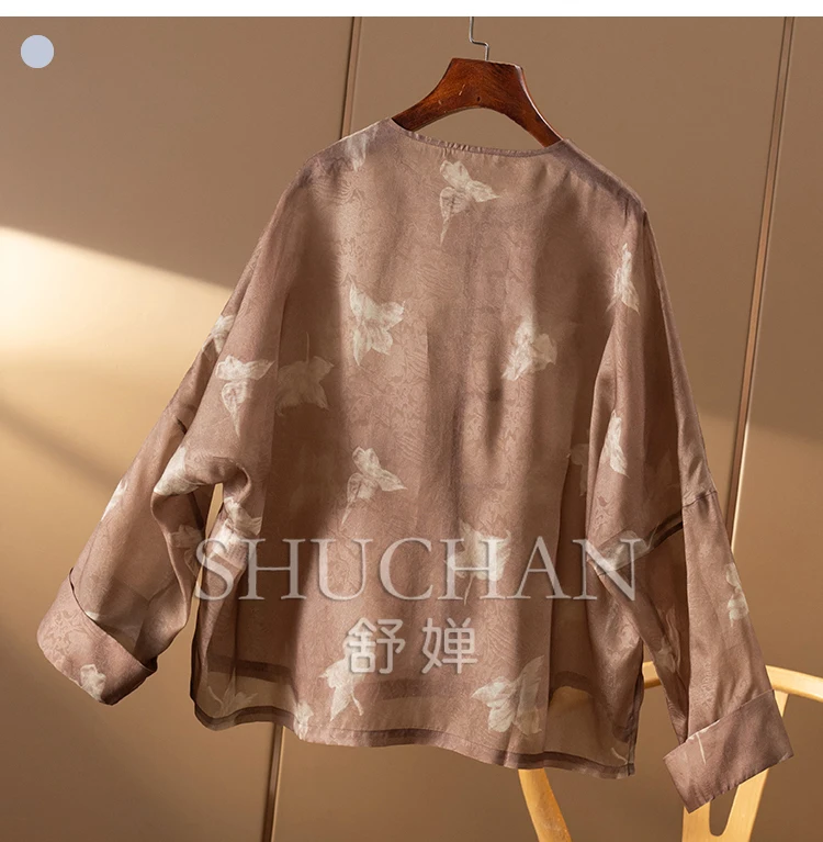 New Chinese Aesthetics Silk Organza Jacquard Cardigan Jacket Women 1Z94 Summer Thin Casacos Femininos Inverno 2025