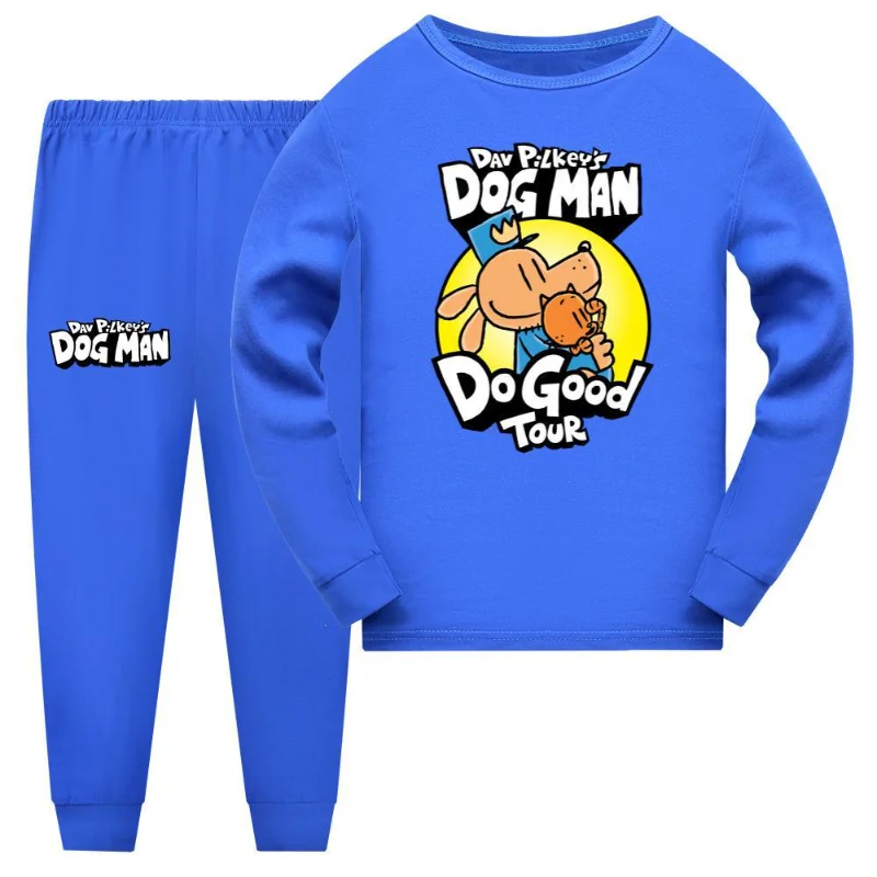 

Dog Man Cosplay Pajamas Kawaii Long Sleeve Shirt Pants 2pcs Nightwear Cartoon Dogman Sleepwear Kids Autumn Pajamas Birthday Gift