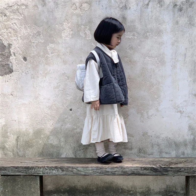 meninas-meninos-colete-2025-outono-nova-chegada-adoravel-listrado-acolchoado-forro-cor-solida-jaqueta-vintage-estilo-coreano-coletes