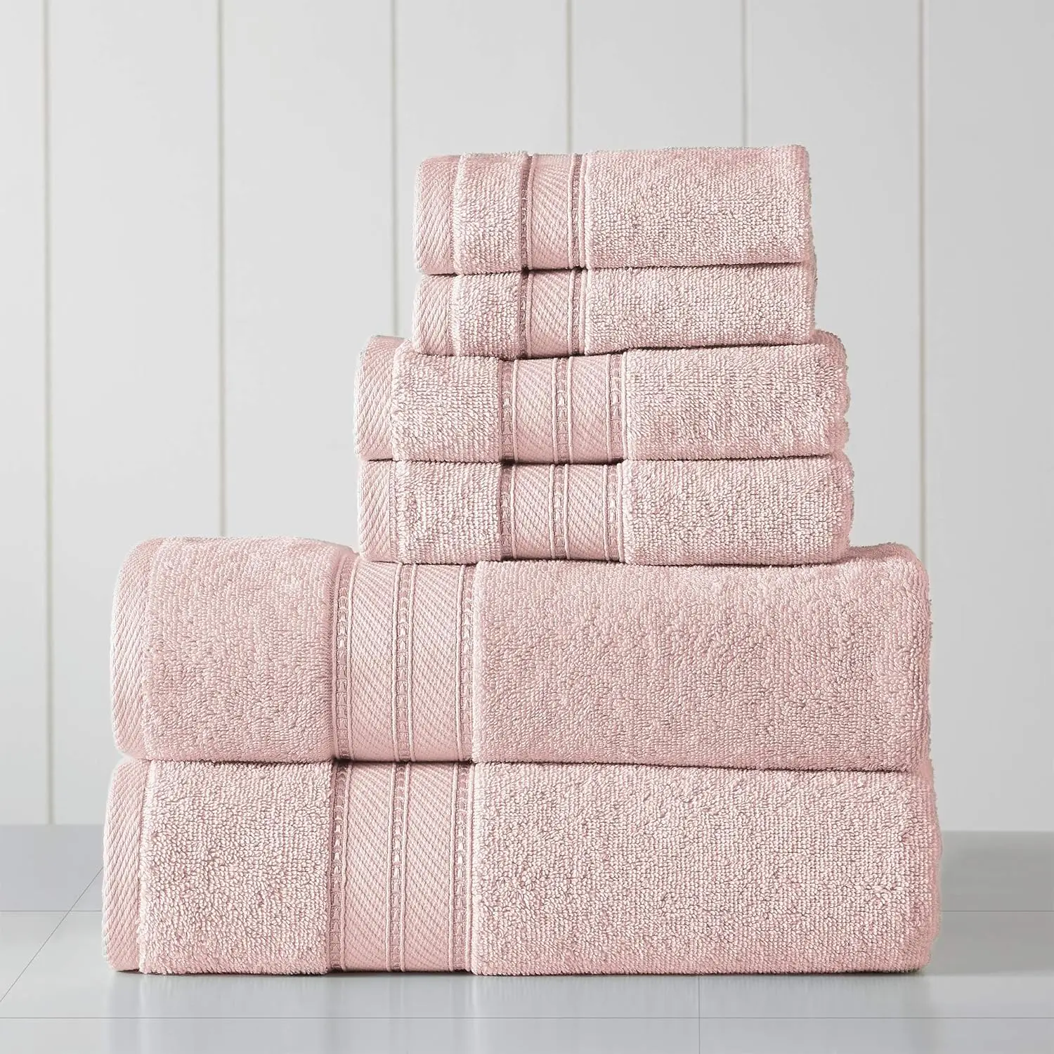 6-Piece 100% Combed Cotton Towel Set - Super Absorbent Quick Dry - 600 GSM Soft Plush Bath Hand Washcloths