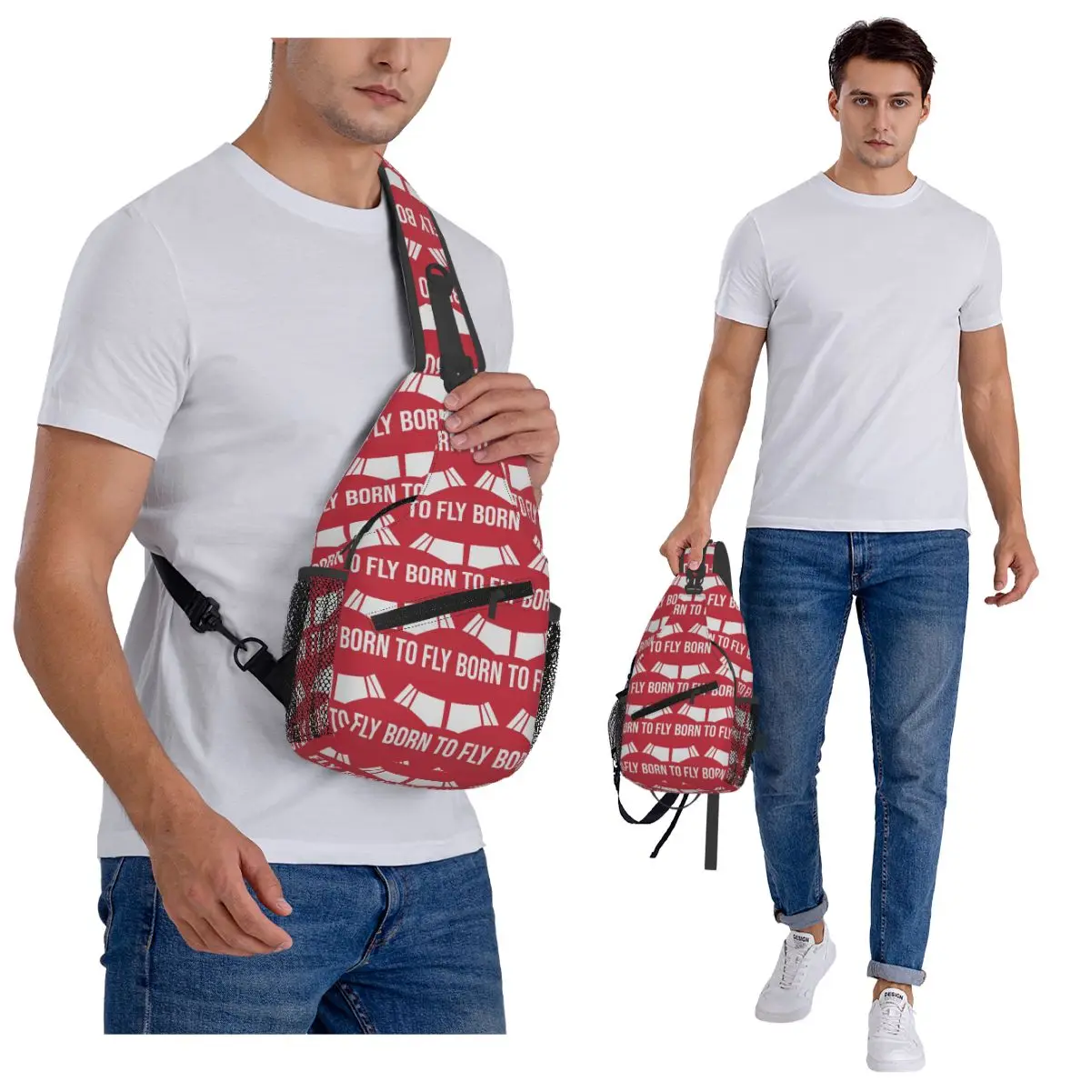 Born To Fly Flight Pilot Flying Aviation Aviator Chest Bag Men Sling Crossbody Backpack Chest Bag Hiking Daypack Shoulder Bag view 6