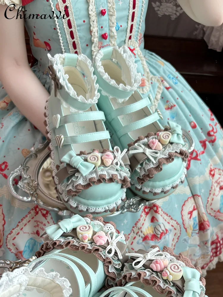 

Original Lolita Round Toe Thick Sole Shoes Doll Feel Cute Bow Sweet Girl Princess Elegant Mary Jane Shoes 2025 Autumn New
