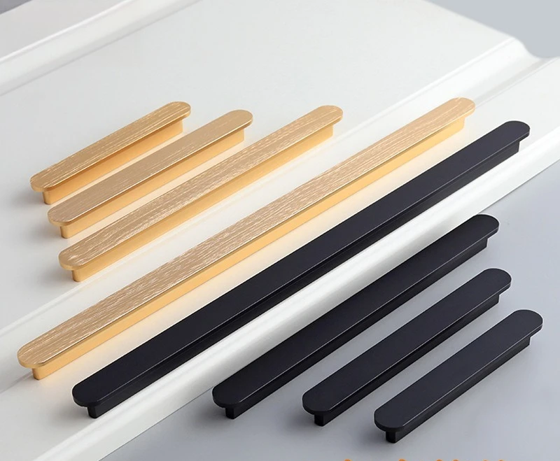 Simple Long Brushed Gold Aluminum Alloy Handle for Cabinets, Wardrobes, Drawers & TV Stands Furniture Hardware