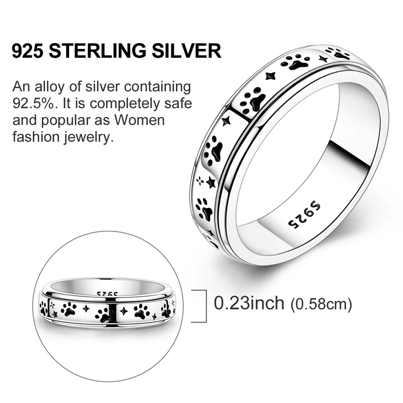 Original 925 Sterling Silver Sparkling Starry Paw Ring For Women Girls Jewelry Birthday Anniversary Gifts view 4