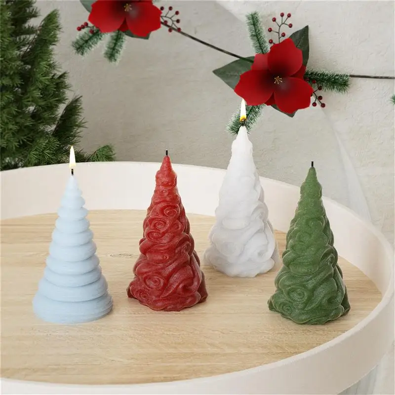 Molde de silicona de yeso aromático con forma de árbol de Navidad de ondas de Donut DIY, soporte de vela, adorno, molde de resina epoxi, regalo de Navidad