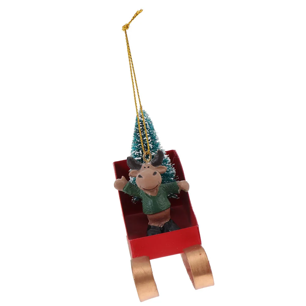 

Christmas Decorations Sleigh Pendant Xmas Ornaments Small Decorated Sled Tree Tabletop Plastic