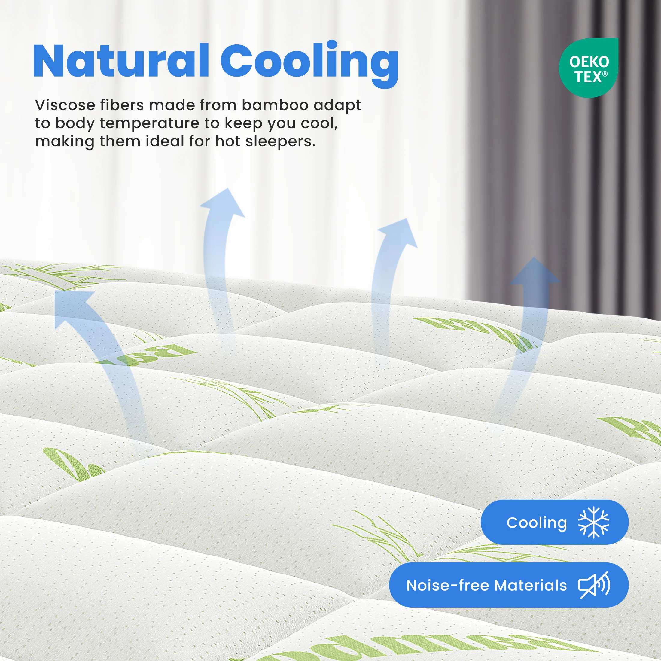MCQ 400g Bamboo Viscose Derived Soft Mattress Topper with Stretchable Pockets Breathable Cooling Topper for Back Pain Relief image 2
