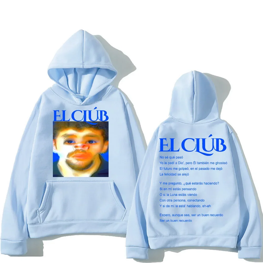 Bad Bunny EL CLuB Hoodies Hip Hop Men's Nadie Hoody Comfortable Soft Sweatshirt Unisex Oversized Streetwear Fall New Pullovers