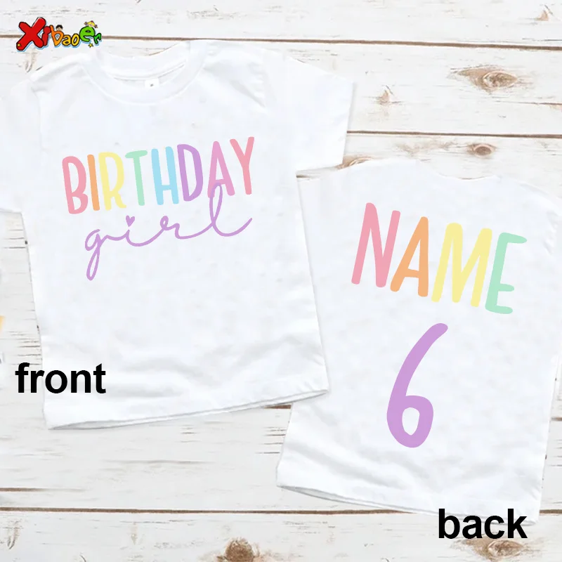 Birthday Girl T Shirt Party Outfits for Kids Custom Name Shirts Baby Girl Clothing Cute T-shirt Kids Clothes 10th Birthday Girls