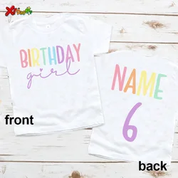 Birthday Girl T Shirt Party Outfits for Kids Custom Name Shirts Baby Girl Clothing Cute T-shirt Kids Clothes 10th Birthday Girls