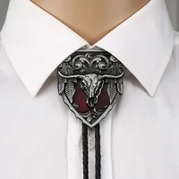 Bolo-Corbata de cuero con patrón de hierba Tang de vaquero occidental, Cabeza de Vaca grande, colgante de moda para hombres y mujeres
