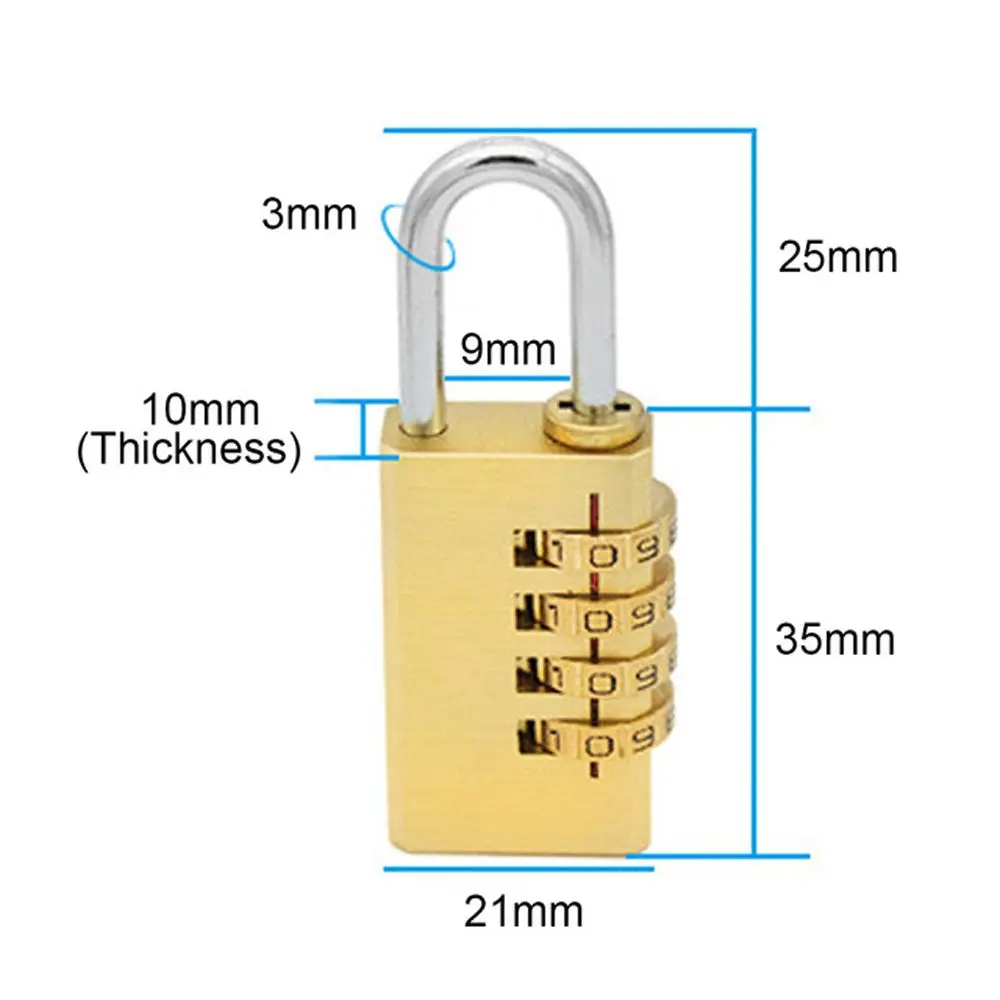 

High Quality Security Tool Pure Cooper Mini Resettable Code Locks Password Code Brass Combination Lock Padlock Password Lock