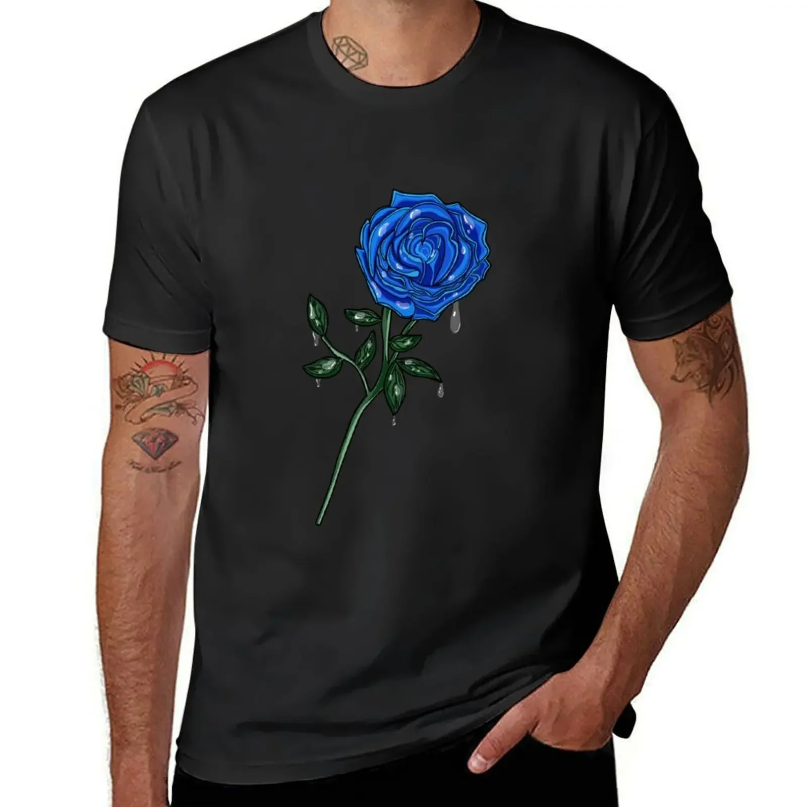 Blue rose T-Shirt animal prinfor boys designer shirts graphic t shirts men workout shirt