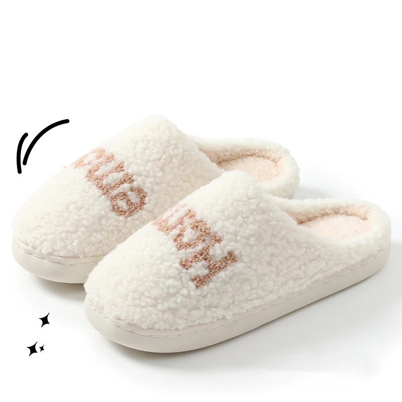 Winter Warme Plüsch-Hausschuhe für Damen, Rutschfeste Weiche Schuhe, Bequeme Flache Sohle, Indoor-Schlafzimmer-Paar-Hausschuhe für Zuhause – Detail 10
