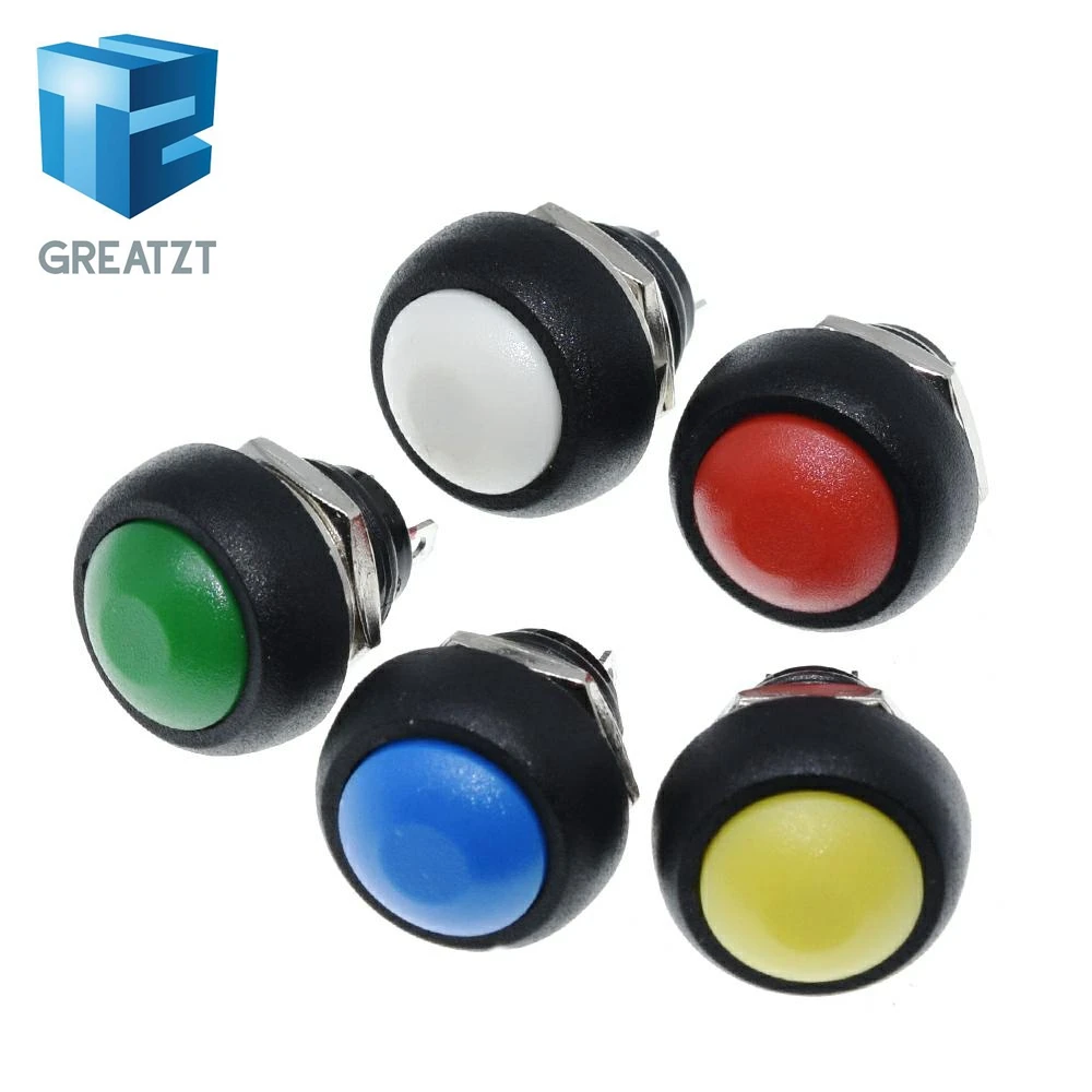 GREATZT  Mini 12mm Waterproof Momentary ON/OFF Push Button Round Switch PBS-33B For arduino