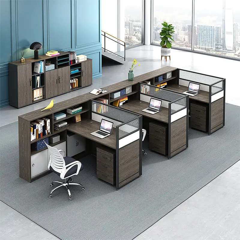 Hot Sale 1 2 4 6 Person Set Executive Single Person Modular Cubical Wooden Modern Staff Desk Furniture Office Work Stations