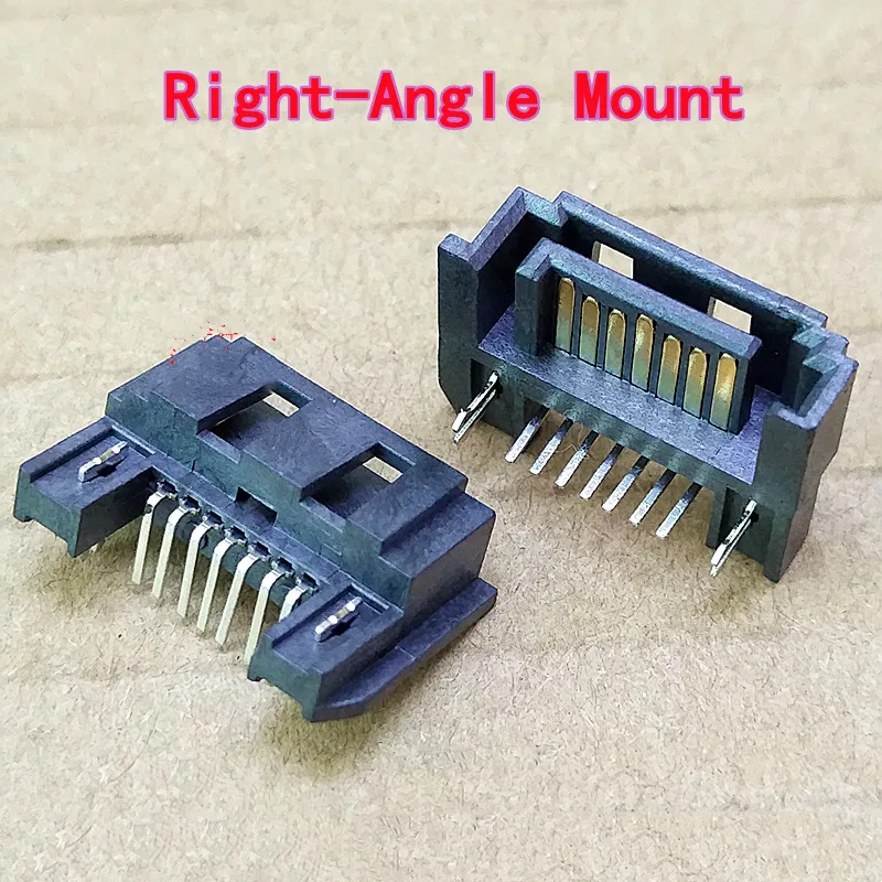 10PCS SATA Connector Socket SATA Male Header 7-Pin Male Header Half-Encased with Window  Right-Angle Pin/Horizontal SMT, Type A