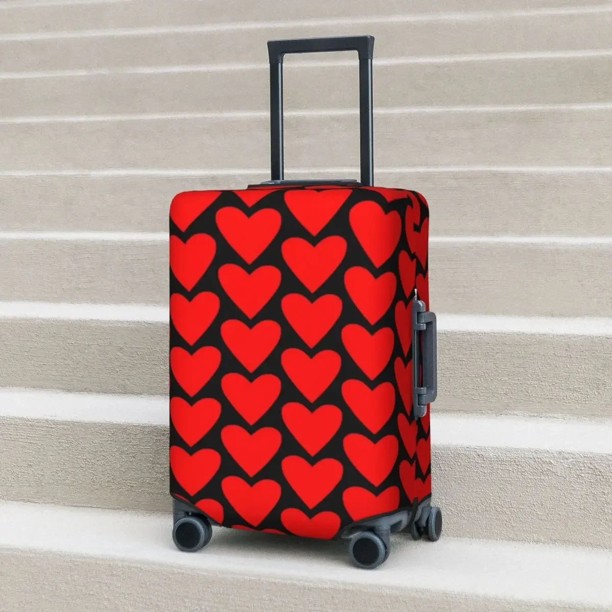 Poker Red Heart Suitcase Cover Valentine Day Travel Vacation Practical Luggage Supplies Protector