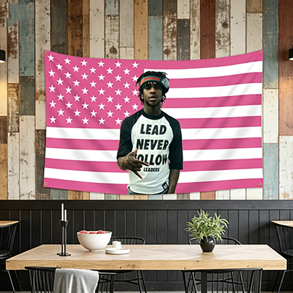 Chief Keef Pink Star Flag Humorous Poster American-Style Tapestry for Dorm Room College Bedroom Art Wall Decor