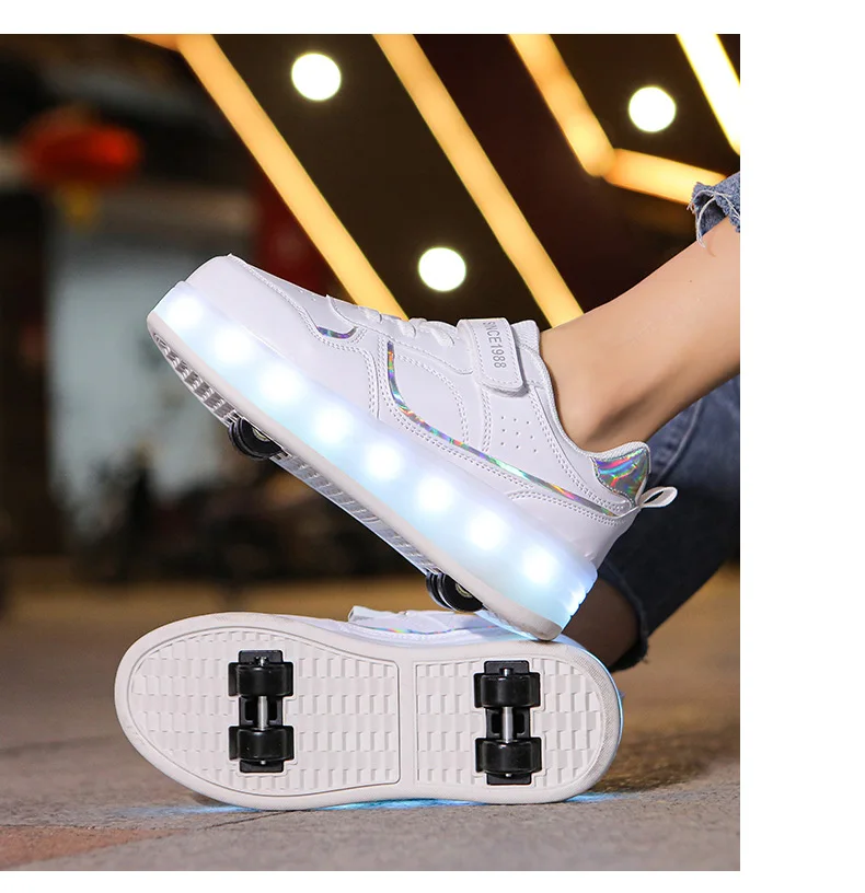 Rollschuh-Schuhe für Kinder, Jungen und Mädchen, blinkendes Licht, 4-Rad-Rollschuhe, LED-Licht, leuchtende Turnschuhe, Outdoor-Freizeitschuhe für Kinder – Detail 8