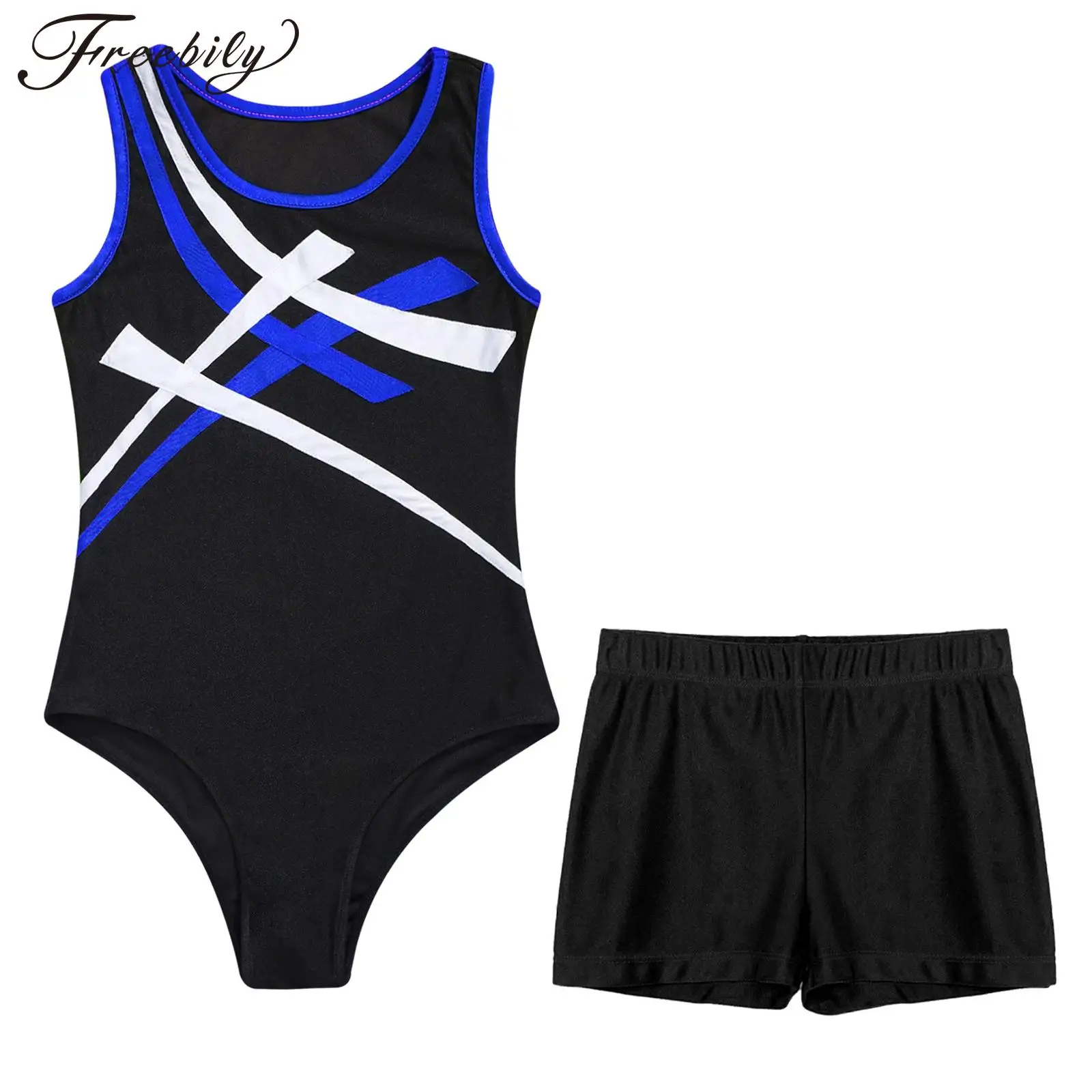 Kids Boys Gymnastics Leotard with Shorts Set Ballet Dance Bodysuit Tank Unitard Training Activewear Gym Yoga Workout Costume