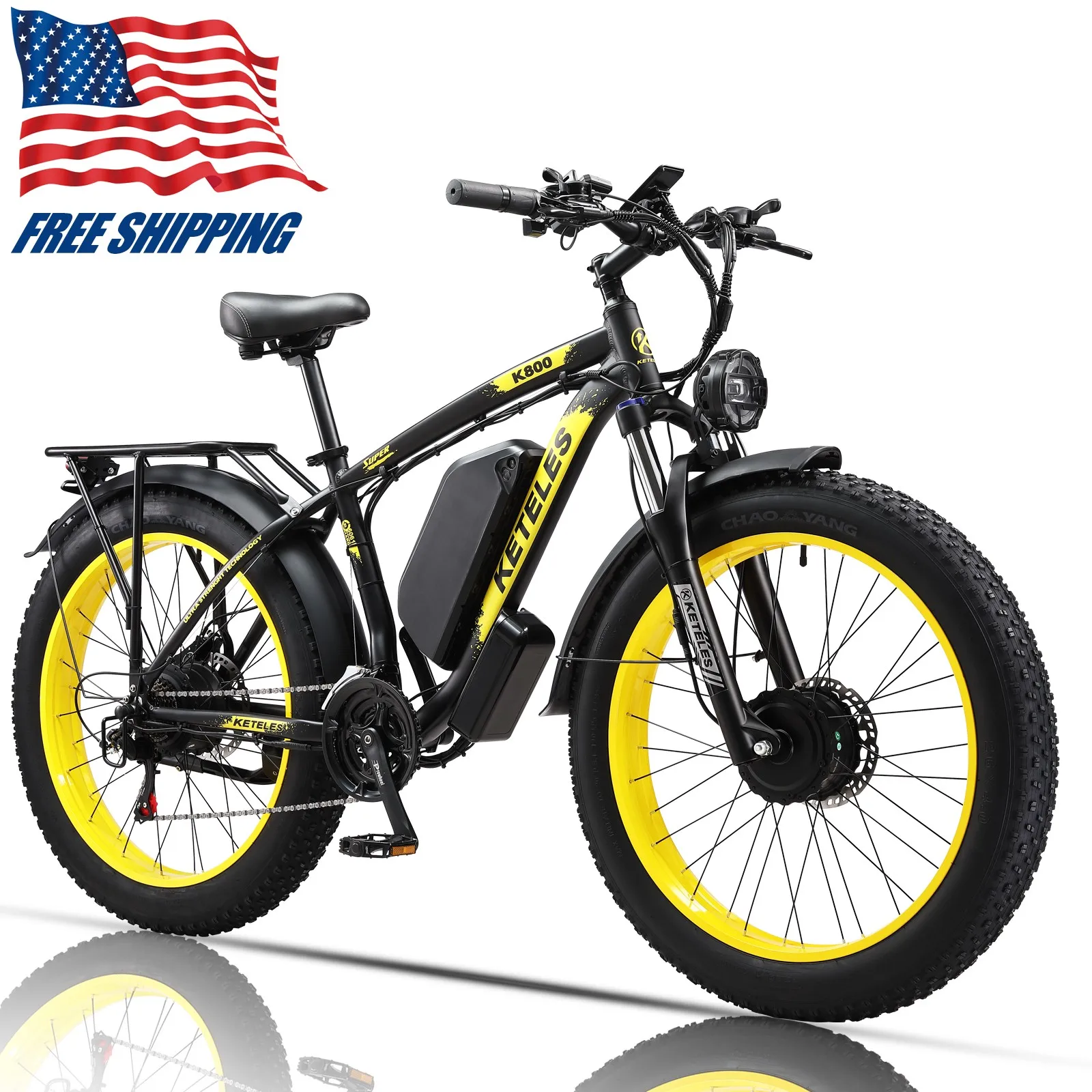 Dual Motor Electric Bicycle  4000W 26" Fat Tire E-Bike 48V/23Ah for Adults image 4