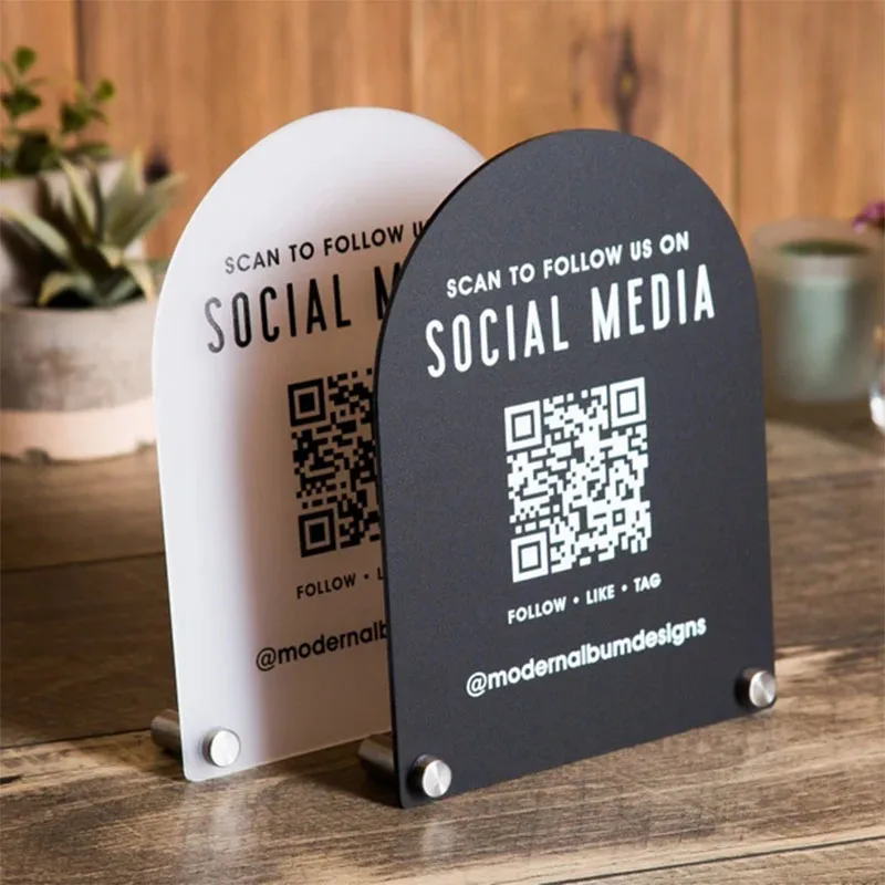 رموز QR المخصصة، علامة الوسائط الاجتماعية، علامة الدفع، رمز الاستجابة السريعة المزدوج، علامة عرض أكريليك، قائمة مراجعات Google، رمز الاستجابة السريعة للأعمال #1