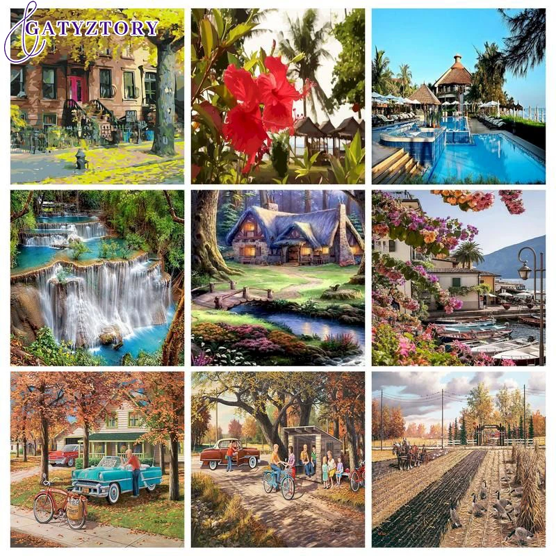 

GATYZTORY Scenery Acrylic Paint By Numbers DIY Frameless 60x75cm Painting For Oil Painting By Numbers On Canvas Number Painting
