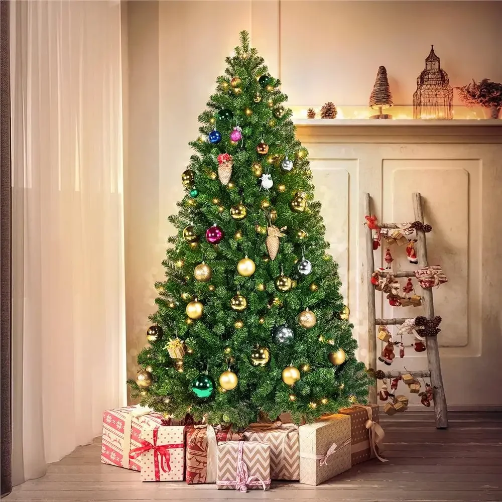 Artificial Christmas Tree Green Spruce Prelit Holiday Decor Premium Material Eco-Friendly Durable Stand Clear Warm Lights