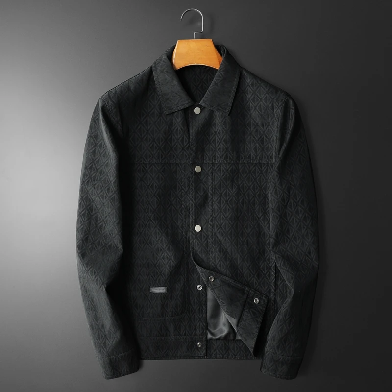 2025 autumn and winter new high-quality slim fit single breasted leather jacket, men's casual lapel motorcycle leather jacket