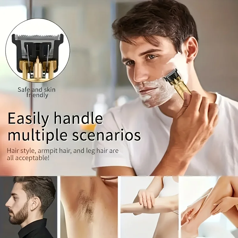 ماكينة قص الشعر الكهربائية الاحترافية للرجال، ماكينة تشذيب USB قابلة لإعادة الشحن لحية وحلاقة، مجموعة أدوات العناية اللاسلكية، هدية عيد الأب