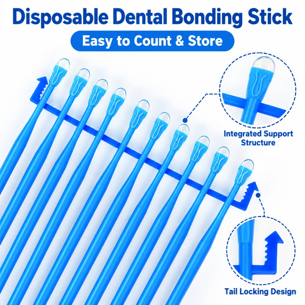 200/100PCS Dental Applicator Sticks Disposable  Adhesive Tip for Tooth Crown Porcelain Veneer Oral Health Care Sticks Material