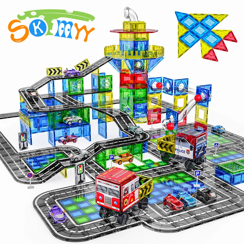 مجموعة 150 قطعة من البلاط المغناطيسي مع مسار الرخام، ألعاب تعليمية مغناطيسية للأطفال في مرحلة ما قبل المدرسة، هدية تعليمية في مجالات العلوم والتكنولوجيا والهندسة والرياضيات