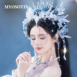 Bridal Headdress Mermaid Princess Exotic Style Niche Aesthetic Tassel Liquid Flower Forehead Decoration Hair Accessories