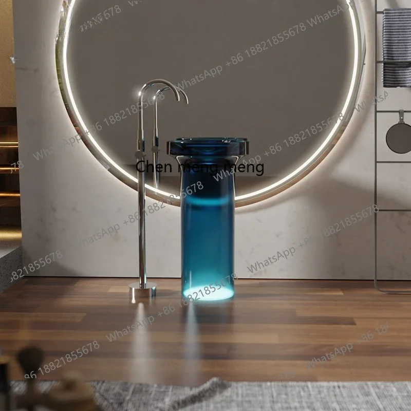 zq10 Transparent art basin, bathroom, color custom floor-to-ceiling integrated creative cleansing column basin
