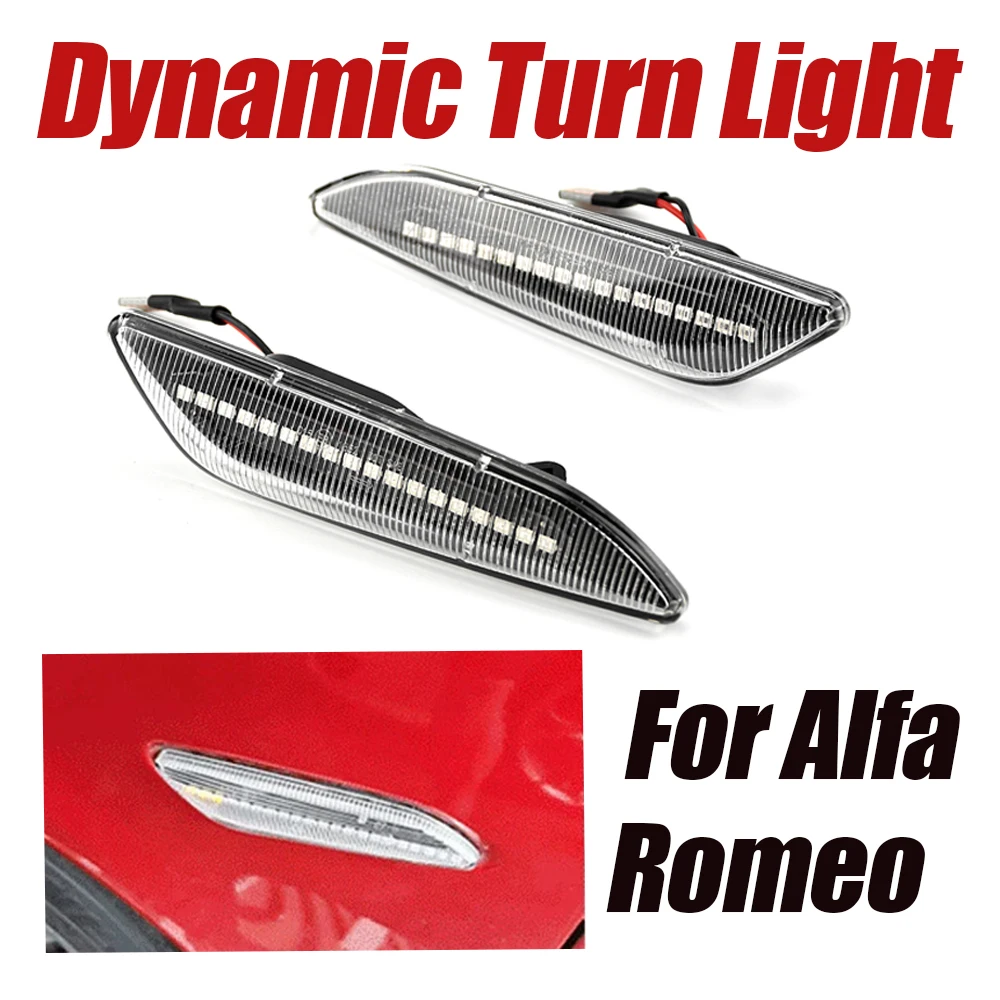 

LED Dynamic Side Marker Light Arrow Turn Signal Blinker Lamps For Alfa Romeo 147 typ 937 2000-2010 156 typ 932 1997-2005