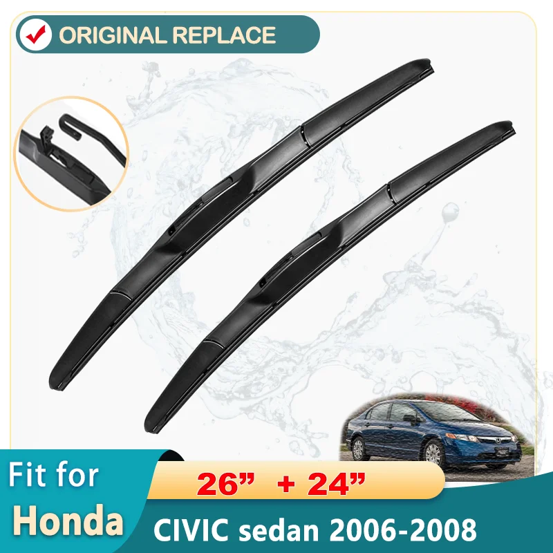 

Car Wiper Blades For Honda CIVIC sedan 2006-2008 Windshield Windscreen Front Window Blades 26"+24"