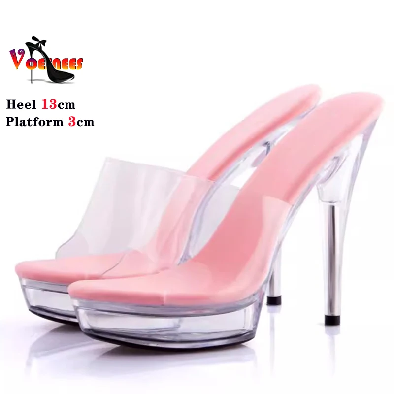 Woman High Heels Slippers 2024 12cm 13CM Crystal Transparent Sexy Model Runway Training High Heels Catwalk Performance Shoes