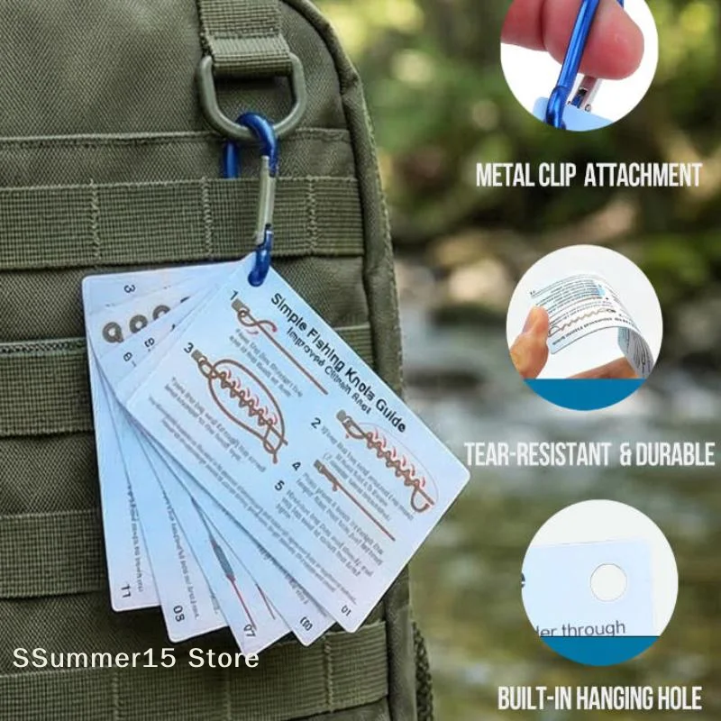 【R】6PCS/1set Fishing Knot Guide Card, Containing 12 Of The Most Practical Fishing Knots, With Storage Buckle, Durable PVC Card - view 2